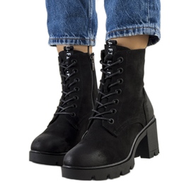 PA1 Bota Chichig de salto alto em camurça preta preto PA1 Bota Chichig de salto alto em camurça preta preto