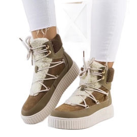 PA1 Botas de neve verdes de mulher de Laursen bege marrom cáqui