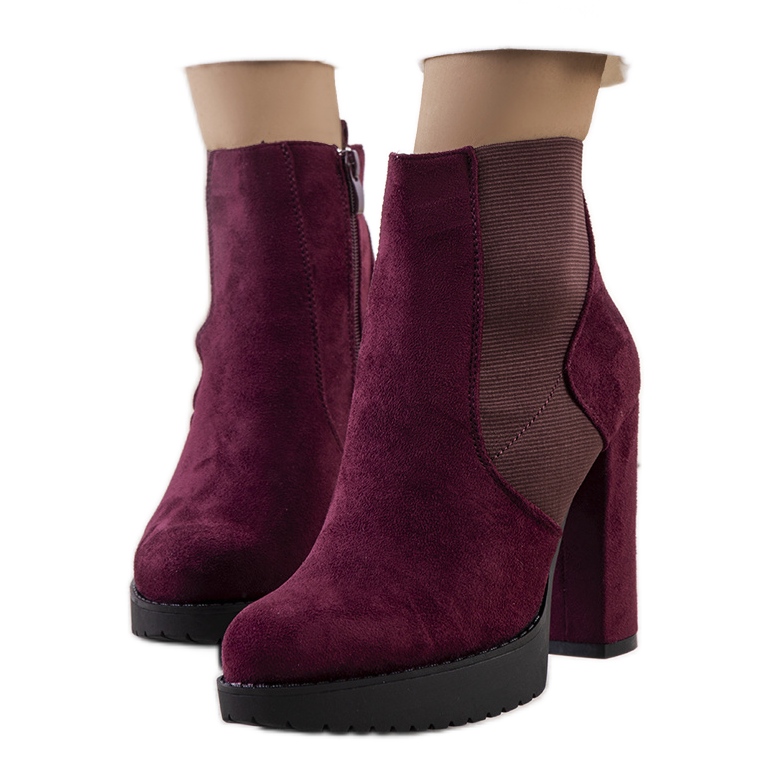 PA1 Bota marrom de salto alto da Macie clarete multicolorido