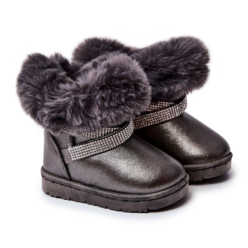 FR1 Botas de neve cinza escuro com zircônia cúbica Hollee 20224-B