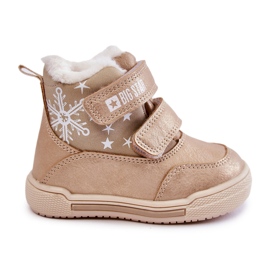 Botas quentes infantis com velcro Big Star KK374189 Bege-Ouro marrom
