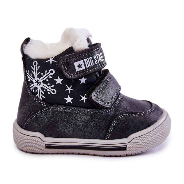 Botas quentes infantis com velcro Big Star KK374191 preta preto