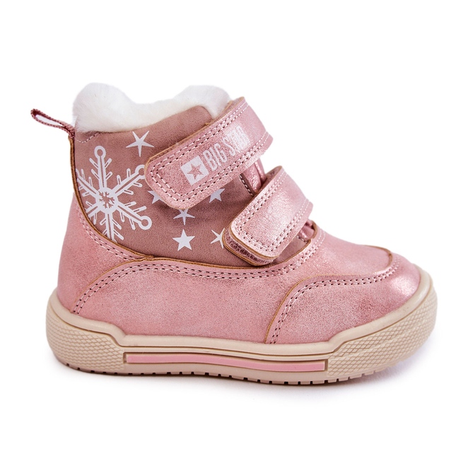 Botas quentes infantis com velcro Big Star KK374188 Rosa