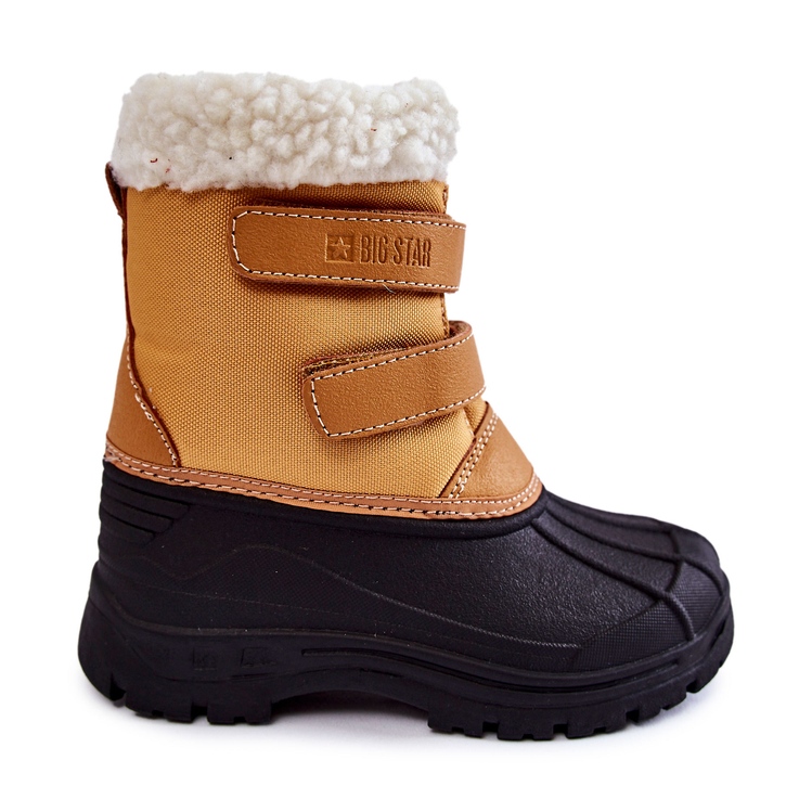 Botas de neve infantil em velcro Big Star KK374237 camelo laranja