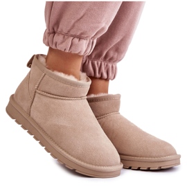 FS1 Botas femininas de camurça baixa para neve Shelie bege claro