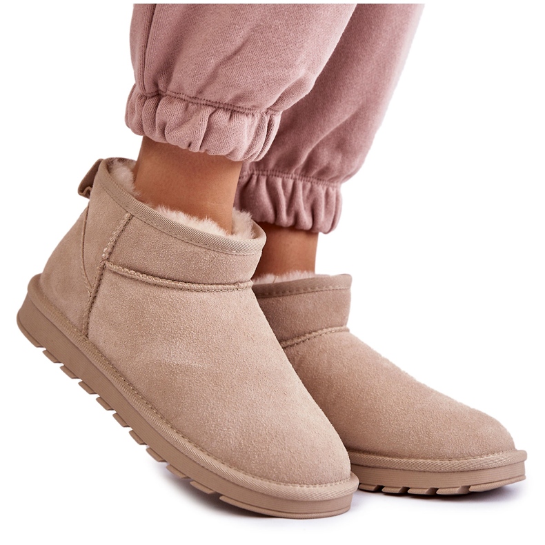 FS1 Botas femininas de camurça baixa para neve Shelie bege claro