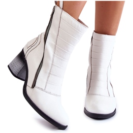 Botas de couro femininas Maciejka 05647-11 brancas branco