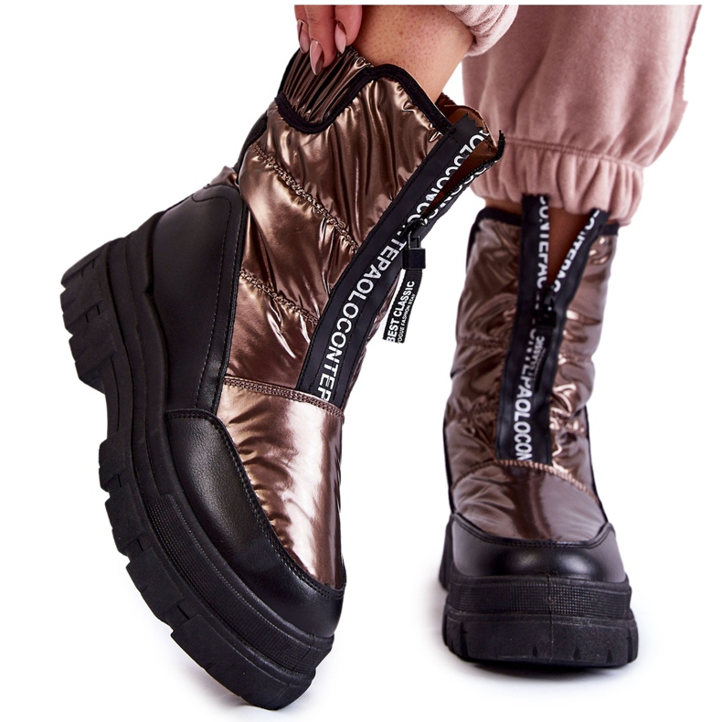 Vinceza Botas de neve confortáveis ​​femininas, marrom e preto Elodia castanho multicolorido