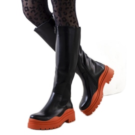 PA1 Botas pretas em uma sola Pura colorida preto