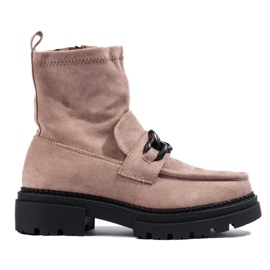 Botas plataforma bege de mulher castanho