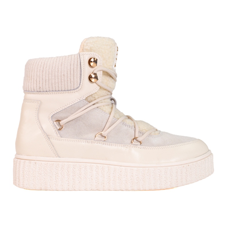 Botas femininas de couro branco Shelovet na plataforma