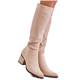 PS1 Botas de camurça clássicas com zíper bege claro Leyette