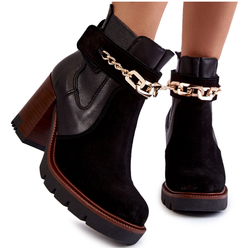 Botas femininas de couro Maciejka 05781-01 Preto