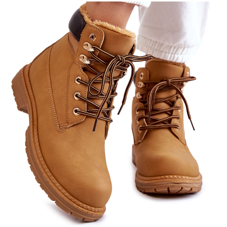 Botas quentes femininas Camel Lonne castanho