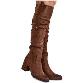 PL4 Botas de camurça sobre o joelho La.Fi 270065KH-SU Castanho escuro marrom