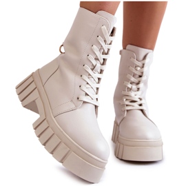 Sergio Leone Botas de couro com isolamento em plataforma Telisa bege claro Sergio Leone Botas de couro com isolamento em plataforma Telisa bege claro