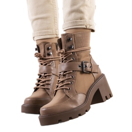 PA1 Sapato de salto alto marrom Messina bege