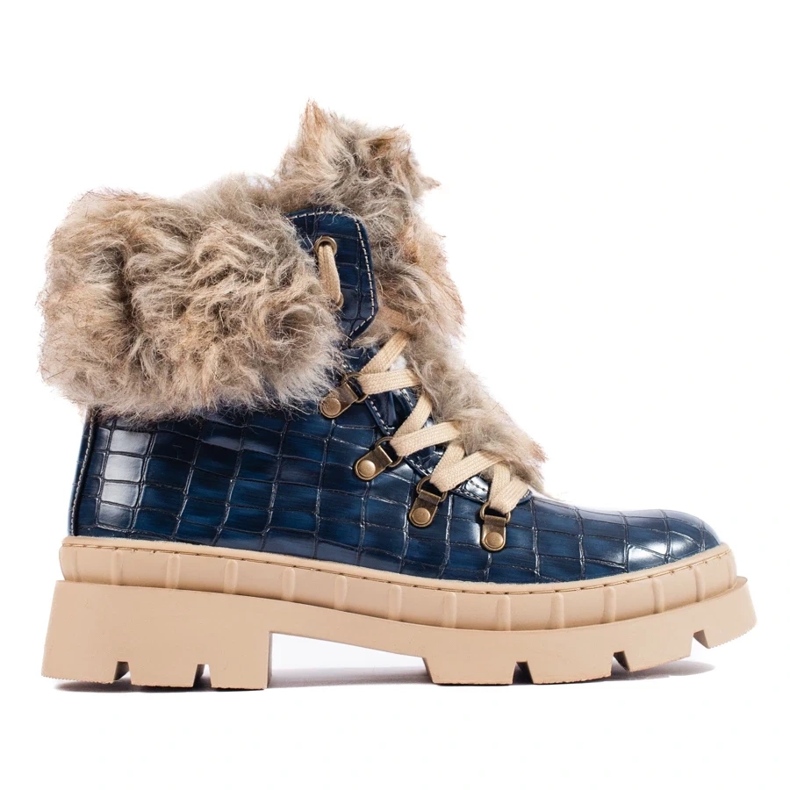 Goodin Botas femininas azuis com pele azul