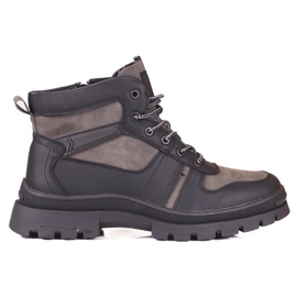 Botas de inverno masculinas isoladas com pele cinza Botas de inverno masculinas isoladas com pele cinza