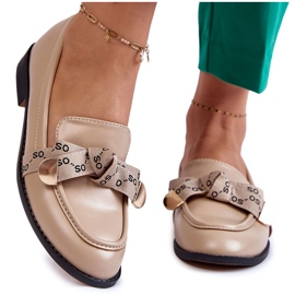WS1 Mocassins femininos de couro com laço bege Dayes