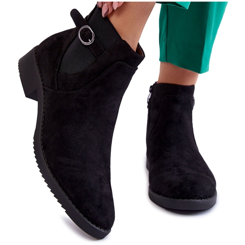 PJ1 Bota de camurça quente feminina Jodhpur Black Janette preto