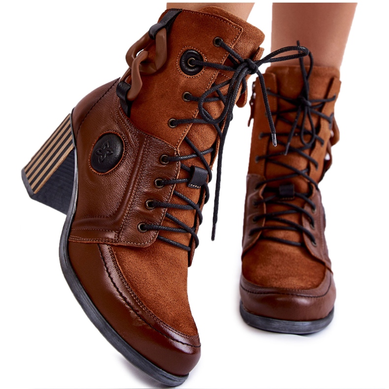 Botas femininas de couro Maciejka 05599-29 Marrom castanho