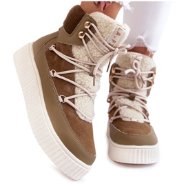 PL4 Botas de neve femininas La.Fi 280072KH-QN marrom-verde