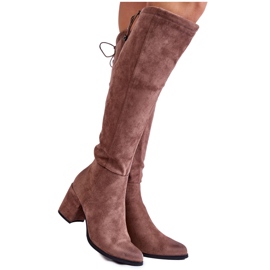 PL4 Botas femininas de camurça sobre o joelho La.Fi 270056TA-SU Marrom claro