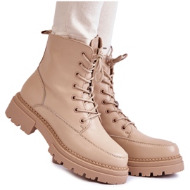 Botas quentes de couro La.Fi 250009TA-QN Bege marrom