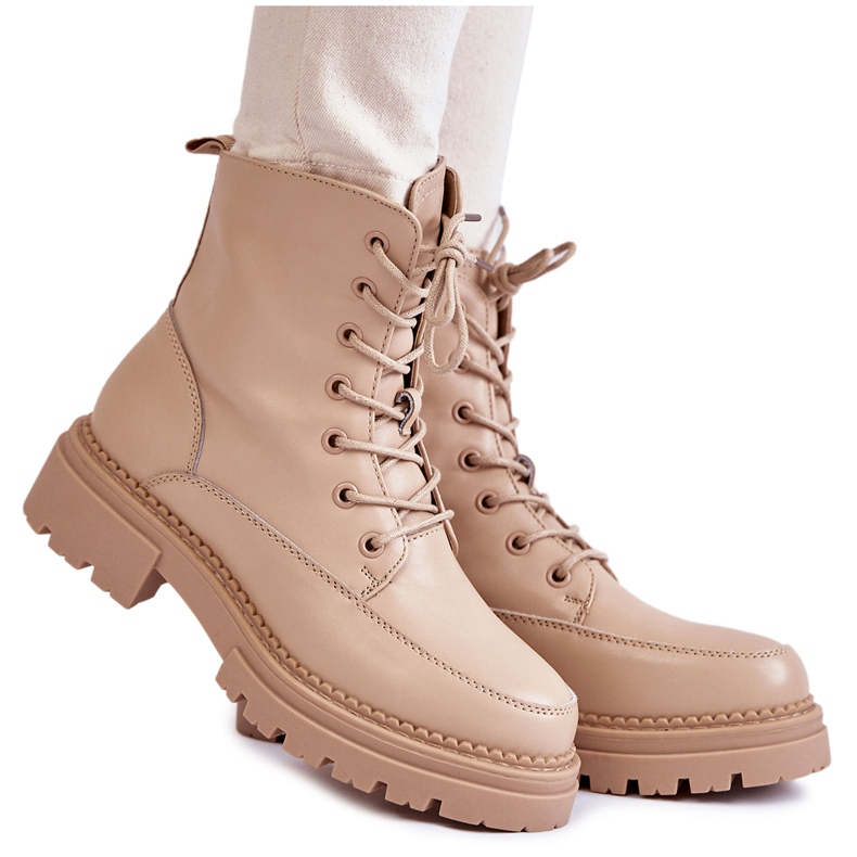 Botas quentes de couro La.Fi 250009TA-QN Bege castanho