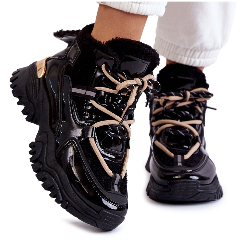 PM1 Botas esportivas femininas pretas com isolamento Edora preto