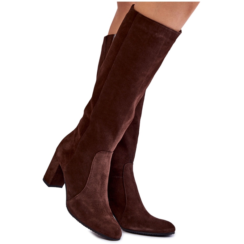 Botas Femininas de Camurça Laura Messi 1415 Marrom castanho