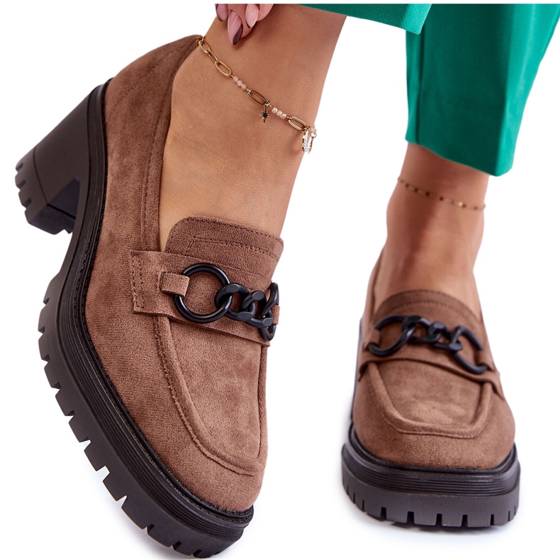 Vinceza Sapatos femininos de salto alto de camurça bege escuro Sanya castanho