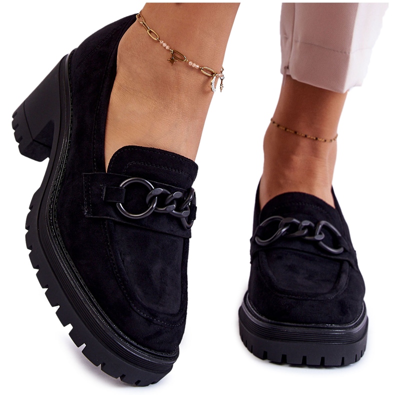 Vinceza Salto alto feminino de camurça preto Sanya