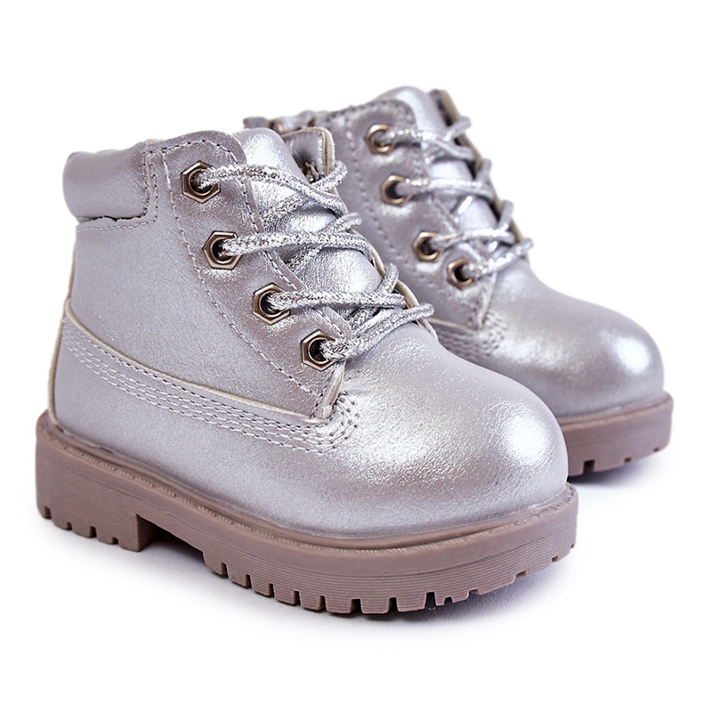 Botas Trappers infantis com zíper Silver Dexter prata