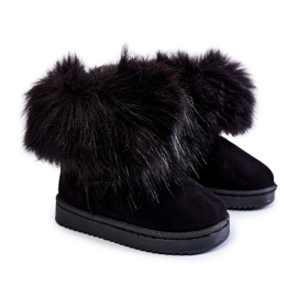 Botas de neve infantil Black Ariana com pele preto