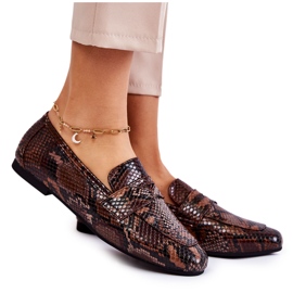 Mocassins de couro cobra La.Fi 210023BR-XS marrom bege