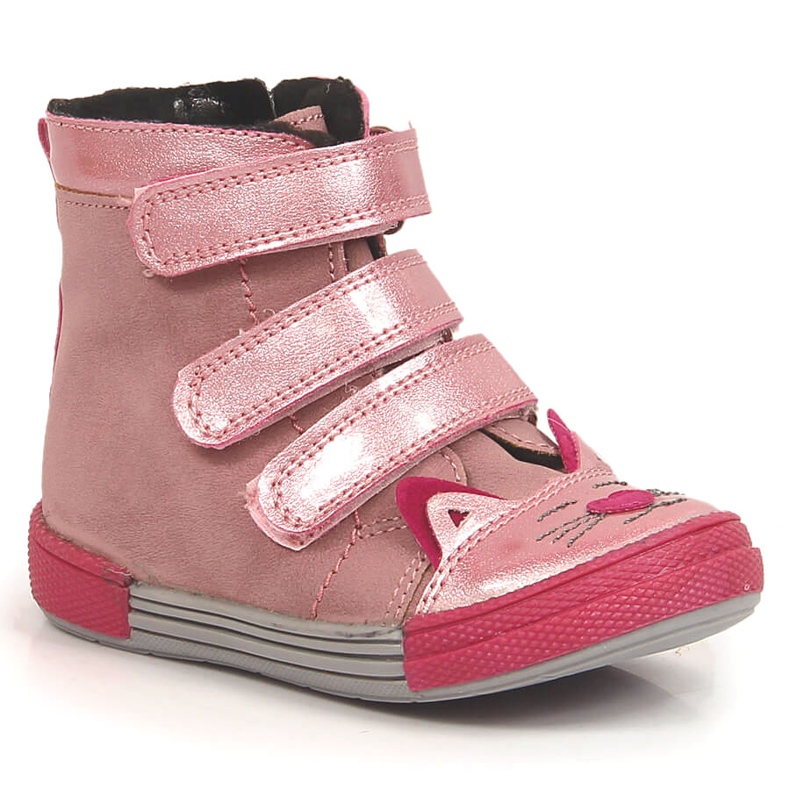 Botas para menina com velcro gatos rosa Kornecki 6899 Botas para menina com velcro gatos rosa Kornecki 6899