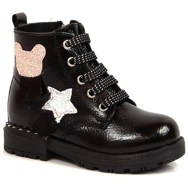 Botas isolantes pretas brilhantes para meninas Potocki preto
