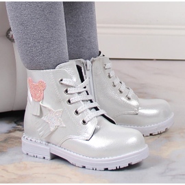 Botas de menina Potocki prata com isolamento prateado brilhante