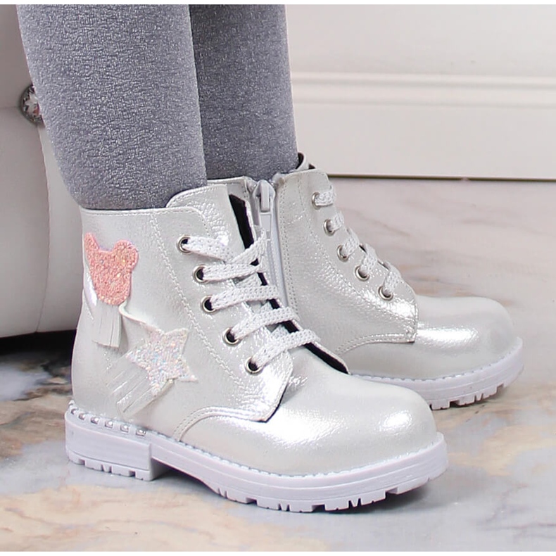 Botas de menina Potocki prata com isolamento prateado brilhante