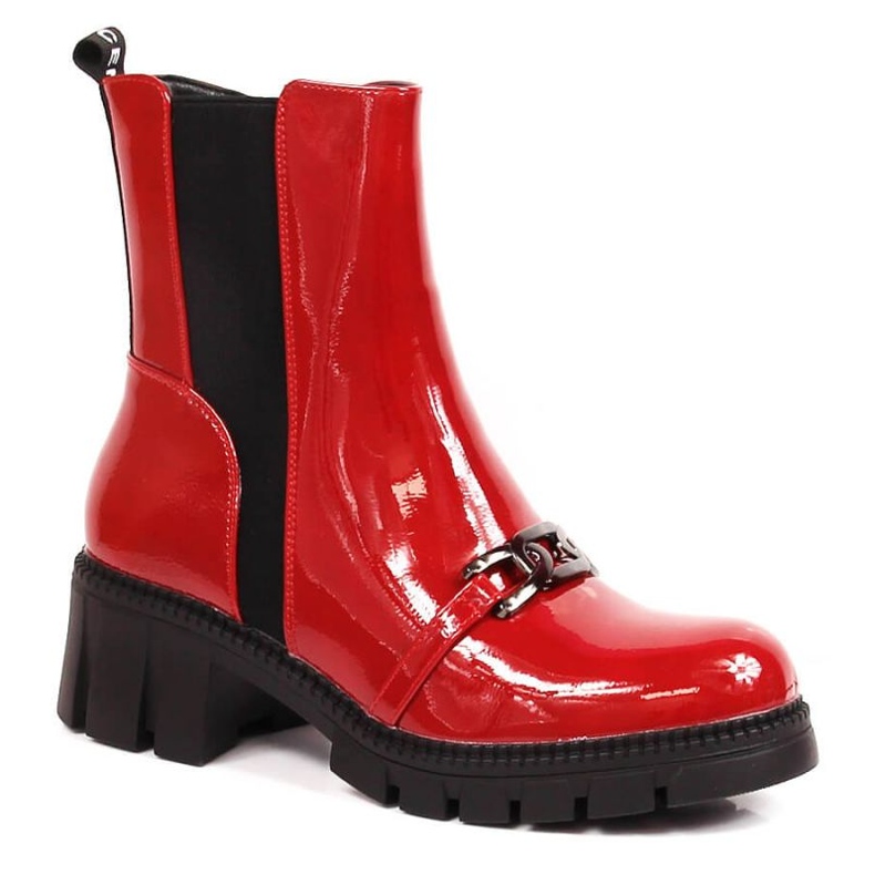 Botas envernizadas em bloco e plataforma com corrente Potocki W WOL115B vermelho Botas envernizadas em bloco e plataforma com corrente Potocki W WOL115B vermelho