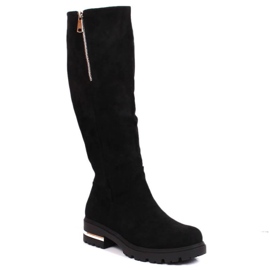 Botas quentes de camurça com fecho Potocki W WOL116 preto