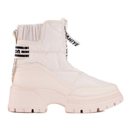 Botas de neve femininas bege na plataforma Shelovet