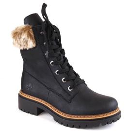 Botas de mulher Rieker 72630-00 pretas com pelo preto