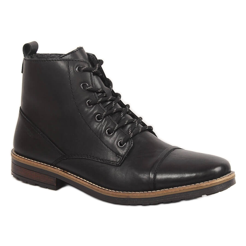Botas de couro isoladas Rieker 33205-00 pretas para homem preto