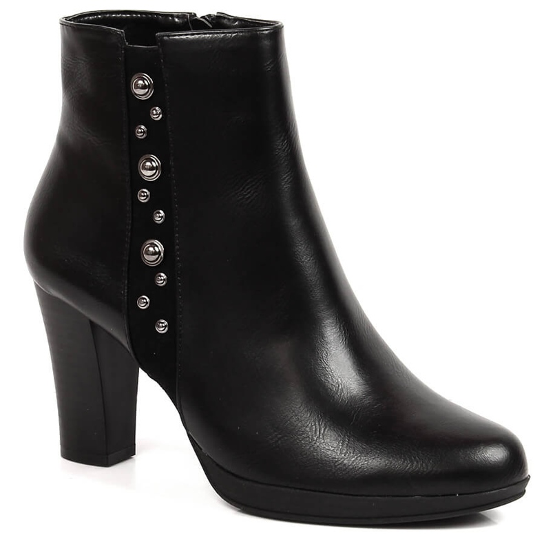 Botas femininas no poste com a decoração de isolamento preto Jezzi Botas femininas no poste com a decoração de isolamento preto Jezzi