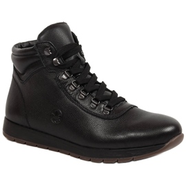 Black Rieker 18301-00 botas altas de couro preto com isolamento para homens
