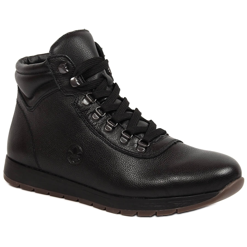 Black Rieker 18301-00 botas altas de couro preto com isolamento para homens