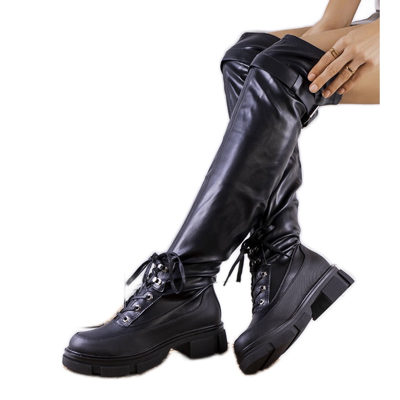 PA1 Botas pretas sobre o joelho de Donin preto